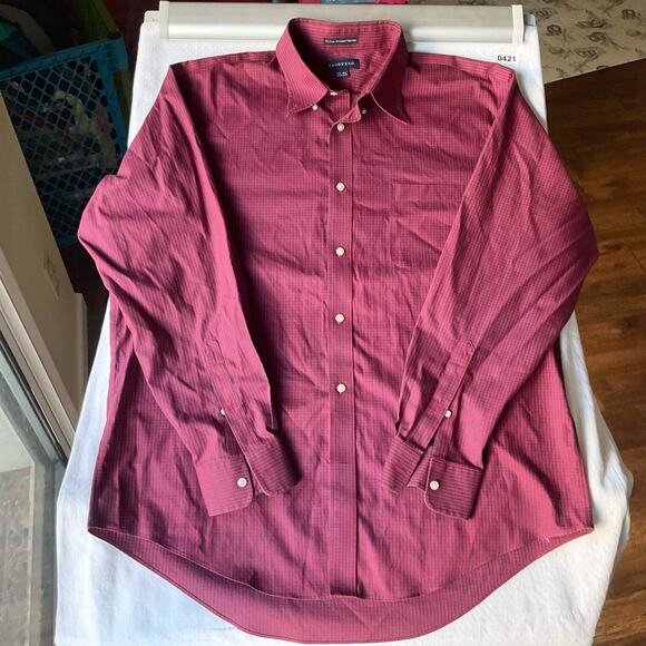 Land’s End Men’s Long Sleeve Button Down Shirt size XL (17-35), Bright Red Blue - Picture 1 of 9